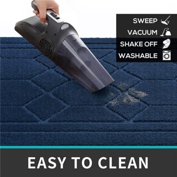 Front Door Mat Entry Rug Low Profile Non Slip,19.5"x31.5",Dark Blue - Picture 3 of 6